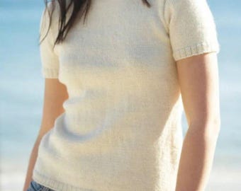 Easy Knitting Top Pattern: Short Sleeve  ply cotton summer Sweater PDF instant download