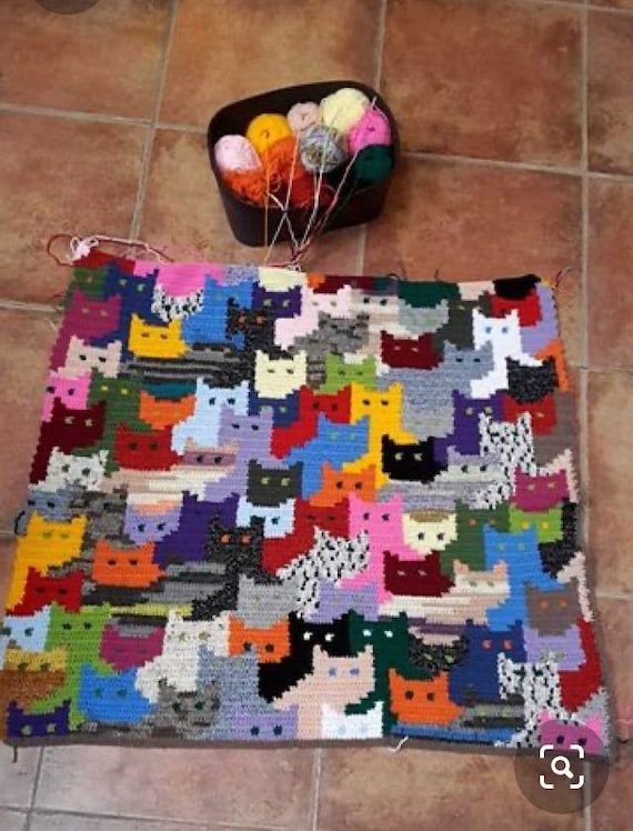 Cat blanket Afghan Throw crochet pattern cat bedspread instant download