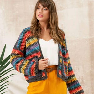 Modèle au crochet de cardigan, cardigan au point de grand-mère au crochet, cardigan long et court pdf téléchargement immédiat