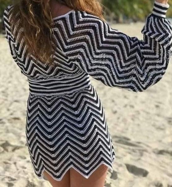 black and white crochet dress Patou
