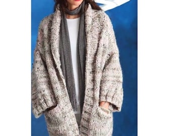 Easy Knit Chunky Cardigan Pattern, Women (Digital Download)