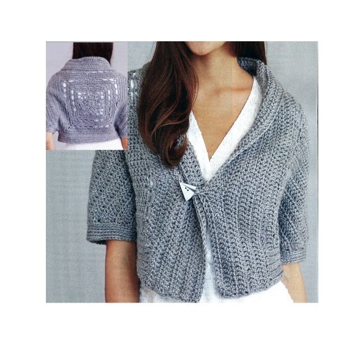 Cropped cardigan crochet pattern, easy cardigan , short cardigan, bolero crochet pattern pdf
