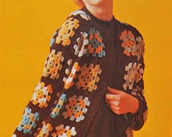 Granny square cardigan crochet pattern, cardigan crochet, granny squares motifs, women cardigan pdf