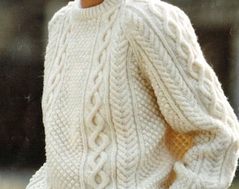Modèle de tricot de pull, pulls aran, modèle de pull en tricot, pull pour femme, pulls aran PDF