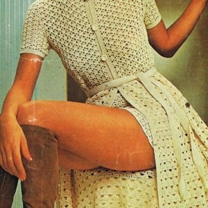 Patrón vintage de vestido y pantalón de ganchillo, conjunto para mujer (descarga en PDF) imagen 2