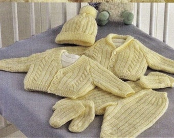 Baby Knitting Pattern cardigan ,   Knit cardigan baby,Size 0 to 6 months,  PDF cardigan sweater pants hat socks