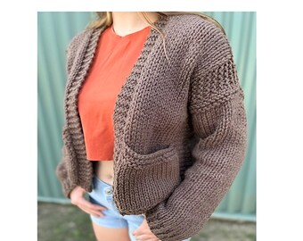 Chunky Knit Cardigan Pattern: Easy Women's Sweater (PDF)
