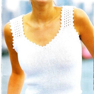 Modello semplice per top con collo all'americana, top lavorato a maglia, top facile, top corto lavorato a maglia, modello per top con collo all'americana in formato PDF