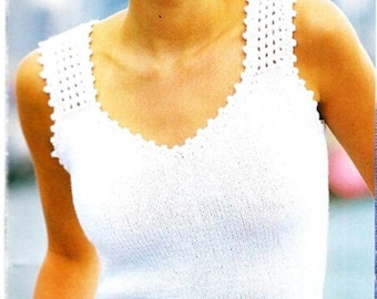Easy Knit Halter Top Pattern: Sleeveless Vest, Beginner (PDF Download)