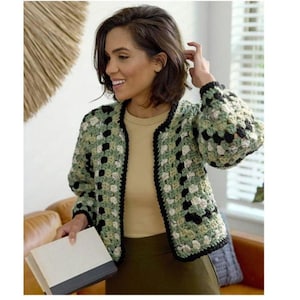 Modèle de cardigan au crochet cardigan, modèle de cardigan hexagonal classique grand-mère, cardigan pour femme téléchargement immédiat pdf