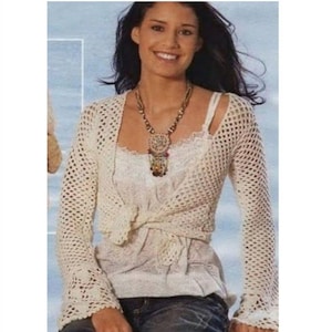 Mesh cardigan  top bolero pattern, lace crochet pattern cardigan, lace top crochet pdf instant download