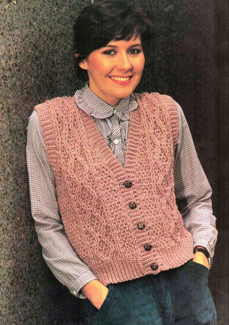 トップス kalinka crochet vest 2-4y Crochet Vest for Women Chunky Knit Cardigan Cropped Sweater
