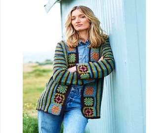 Granny Square Cardigan Crochet Pattern - Women's PDF (English)
