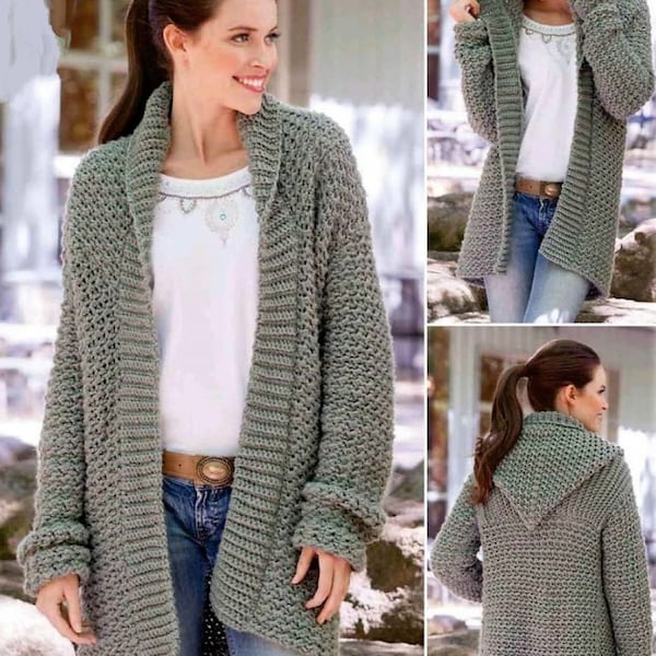 CROCHET PATTERN Women cardigan /Instant PDF Download/Crochet Hoodie /Cardigan/ Sweater / Pullover/  Pattern Beginner S - 2XL