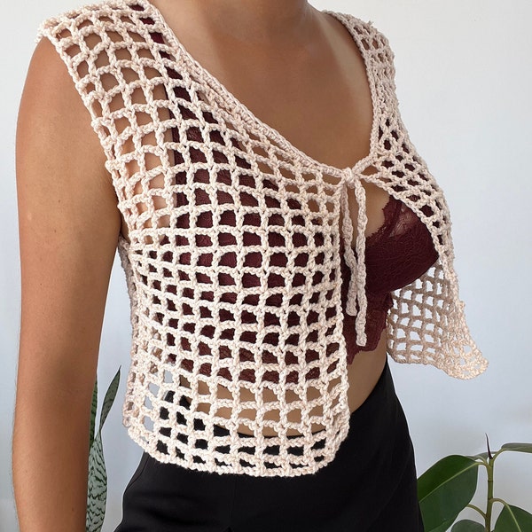 Mesh top, crochet pattern mesh top, crochet mesh vest, summer  top , beginner top  pattern PDF