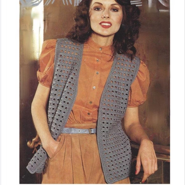 Waistcoat crochet pattern, easy crochet vest women, waistcoat summer crochet pattern instant download