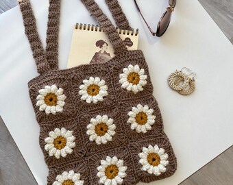 Daisy Crochet Bag Pattern: Granny Square Tote (PDF Pattern)