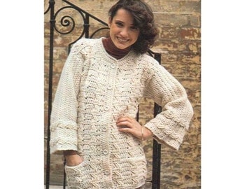 Cardigan crochet pattern, aran crochet pattern, women cardigan pdf crochet pattern