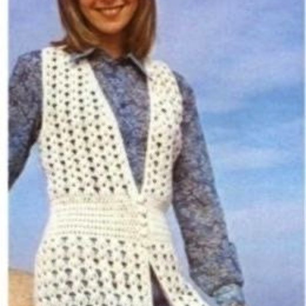 Waistcoat crochet pattern, long waistcoat crochet, women waistcoat crochet pattern