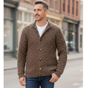 Strukturierte häkeln Cardigan Muster für Herren: Einfaches einfaches Design (PDF-Muster)