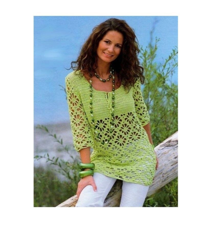 Tunique Crochetée Artisanalement En Coton Blanc - Taille L/XL, Neuve Sans étiquette