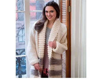 Chunky Knit Cardigan Pattern: Easy Bulky Knit (PDF)