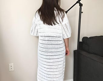 Crochet Summer Cardigan Pattern: Cotton Beach Coverup (Size S/M, L/XL, 2XL/3XL)