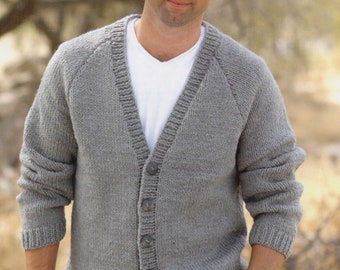 Mens Knit Cardigan Pattern: Easy Chunky Jacket (PDF Pattern)
