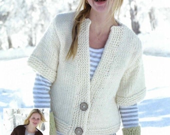 Cardigan jacket knitting pattern women ladies short sleeve cover up pattern pdf instant download