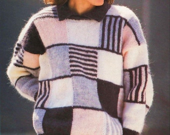 Patchwork Pullover Sweater Pattern, Large Size (PDF Download)