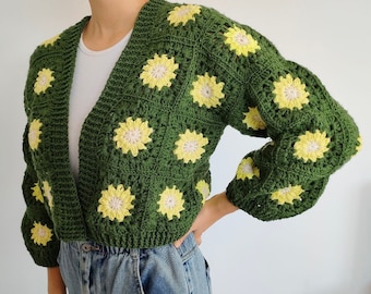 Crochet Granny Square Cardigan: Daisy Pattern (PDF)