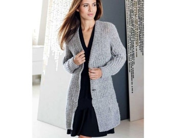 Easy Knit Cardigan Pattern: Women's Sweater (PDF Download, English Only)
