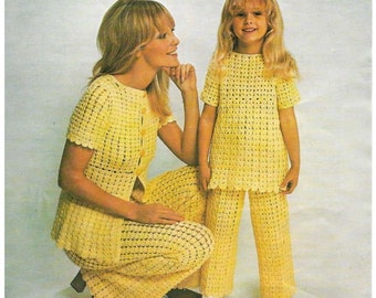 Trousers suit crochet pattern, women pants crochet pattern, women tunic crochet pdf