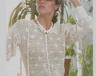 Patrón de cárdigan de encaje a crochet (PDF): Suéter de verano de encaje fácil (PDF) descarga instantánea