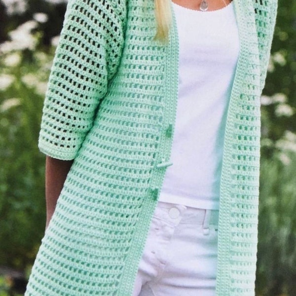 Crochet mesh Cardigan , summer cardigan, PDF Crochet Pattern  womens  Instant Download