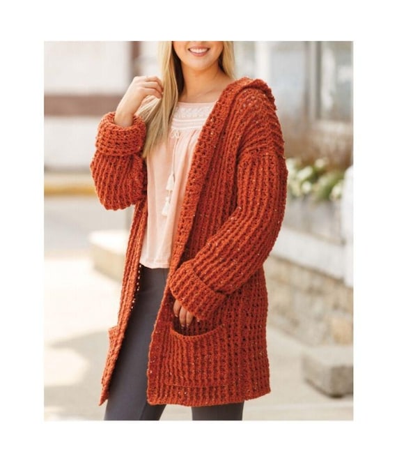 Crochet Cardigan Pattern: Women's Long Coat (PDF Download)