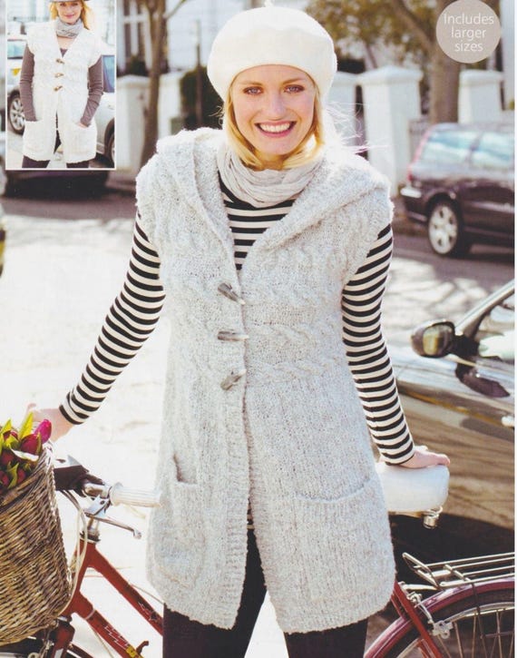 Aran Cardigan Weste mit Kapuze Strickmuster (PDF Download)