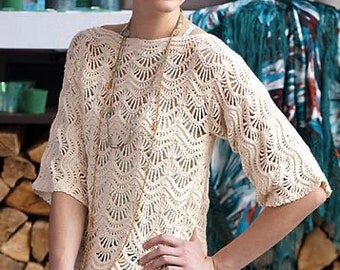 Lace sweater crochet, summer sweater crochet, women sweater pattern PDF