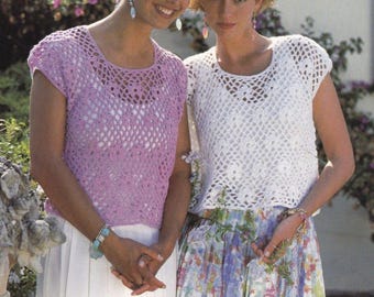 Gehaakte top met mesh kant, haakpatroon top mesh, eenvoudig vintage patroon gehaakte top pdf