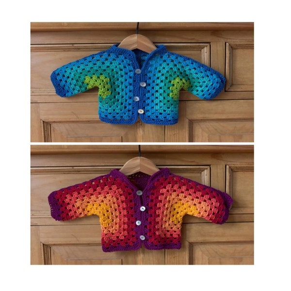 Cardigan baby crochet pattern, cardigan babies crochet, child cardigan , cardigan cranny square  HEXAGON cardigan pdf
