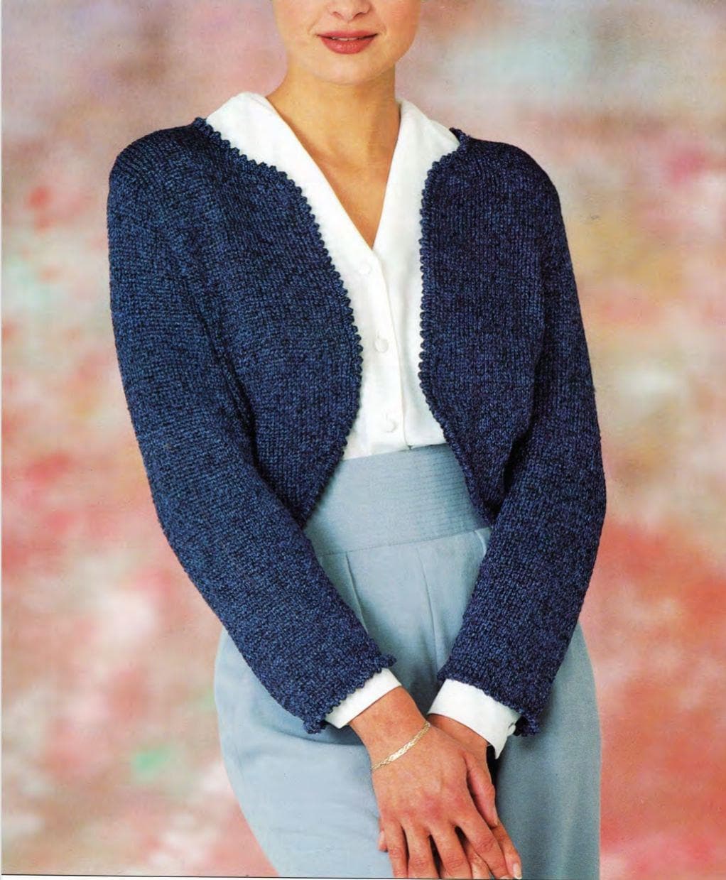 クロップドボレロの編み図:レディースショートカーディガン(PDF クロップドボレロの編み図:レディースショートカーディガン(PDF