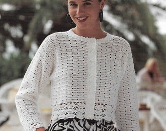Vintage Crochet Cardigan Pattern: Womens Pannel Shell Motif Jacket (PDF Pattern)