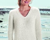Easy sweater knitting pattern women jumper V-neck knit top Pattern pdf instant download