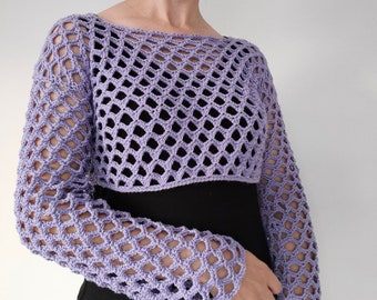 Top crochet, Mesh sweater crochet pattern, cropped sweater crochet, crop top crochet pattern pdf