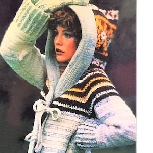 Modèle au crochet de cardigan à capuche : pull-manteau pour femme (Patron PDF)