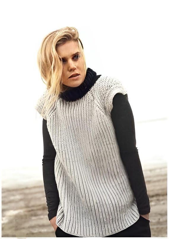 Knitting Pattern Vest Top Sleeveless Chunky Knit Vest Pattern