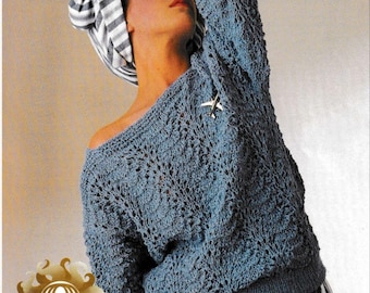 Lace Knitting Summer Top: Women's Pullover Sweater (PDF Download)