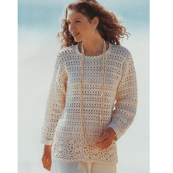 Sweater crochet pattern, tunic crochet pattern, long summer  sweater pattern pdf