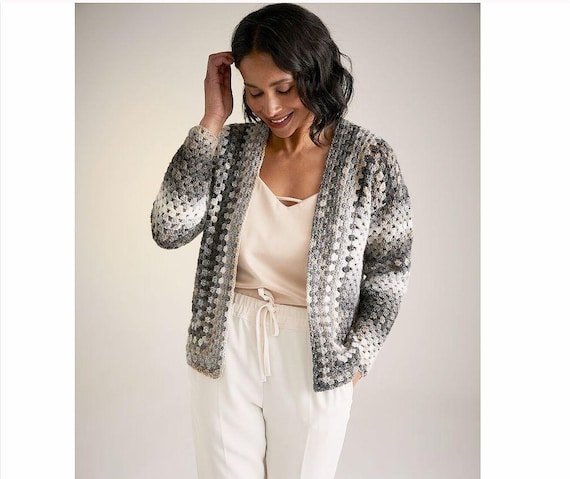 Granny Square Cardigan Crochet Pattern, Easy Stitch (PDF Instant Download)