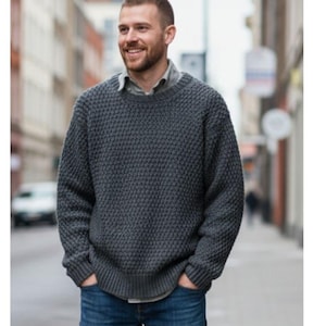 Modèle de pull au crochet pour hommes : modèle de pull texturé facile (PDF) téléchargement immédiat